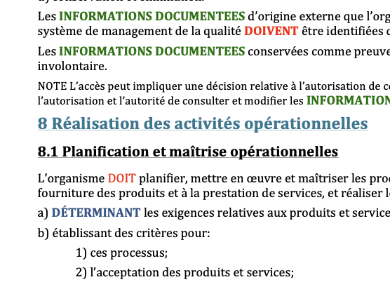 Texte ISO 9001 formation Texte ISO 9001 formation