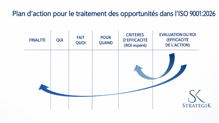 Plan d'action à mettre en place pour traiter correctement le paragraphe 6.1.3 Actions pour traiter les opportunités dans l'ISO 9001 version 2026